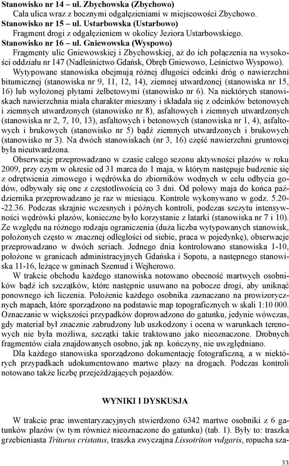 Gniewowska (Wyspowo) Fragmenty ulic Gniewowskiej i Zbychowskiej, aŝ do ich połączenia na wysokości oddziału nr 147 (Nadleśnictwo Gdańsk, Obręb Gniewowo, Leśnictwo Wyspowo).