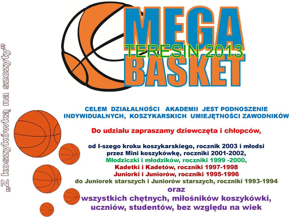 2001-2002, Młodziczki i młodzików, roczniki 1999-2000, Kadetki i Kadetów, roczniki 1997-1998 Juniorki i Juniorów, roczniki 1995-1996 do