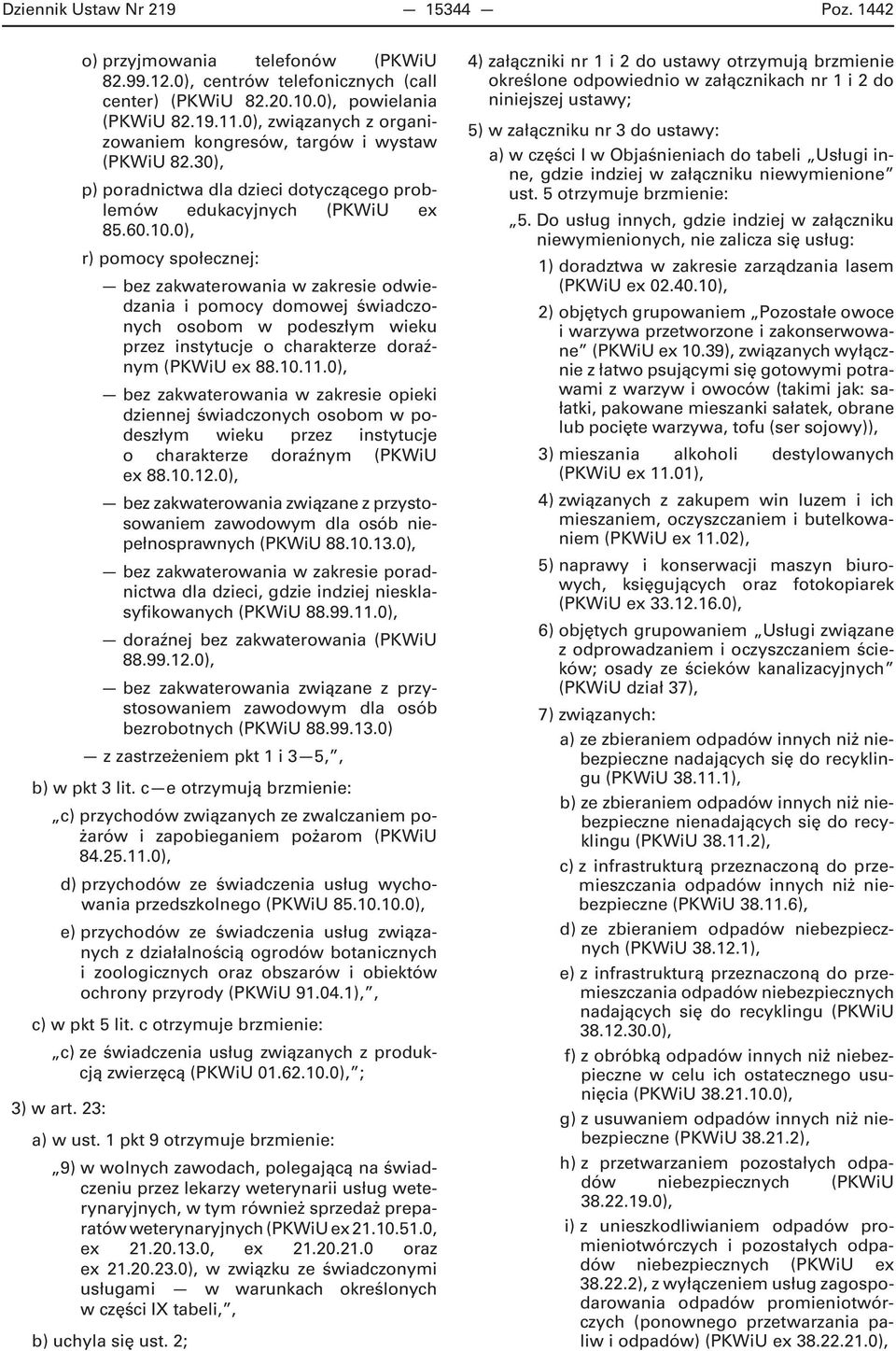 0), r) pomocy społecznej: bez zakwaterowania w zakresie odwiedzania i pomocy domowej świadczonych osobom w podeszłym wieku przez instytucje o charakterze doraźnym (PKWiU ex 88.10.11.