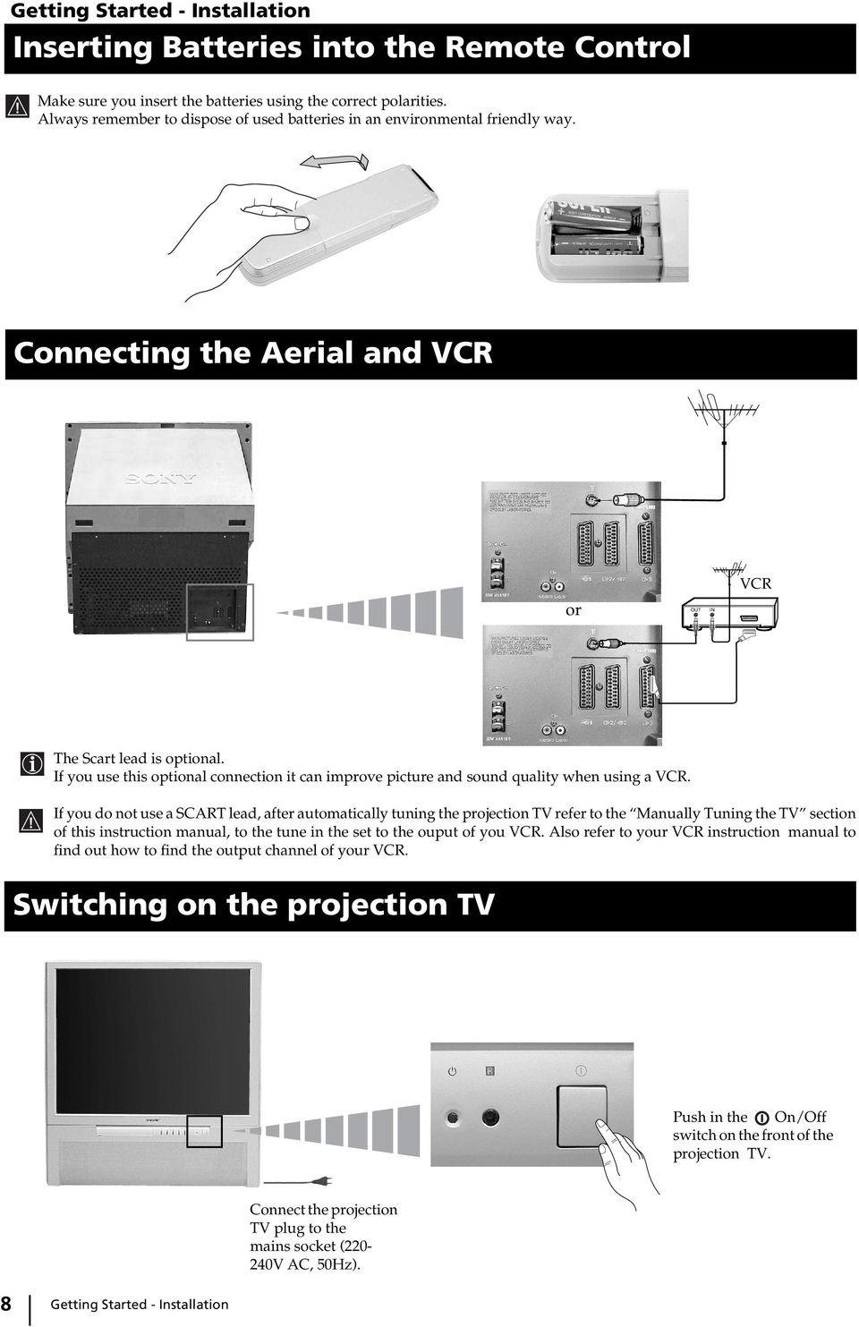 If you use this optional connection it can improve picture and sound quality when using a VCR.