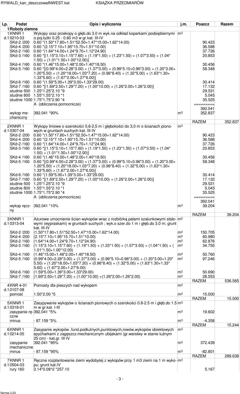 90) 37.726 SKd-3 /160 0.60 *[(1.15*3.10+1.15*7.60) + (1.19*1.50) + (1.23*1.50) + (1.07*3.50) + (1.04* 20.853 1.50) + (1.01*1.50+1.00*12.00)] SKd-4 /160 0.60 *(1.46*15.00+1.48*2.00+1.40*18.50) 30.