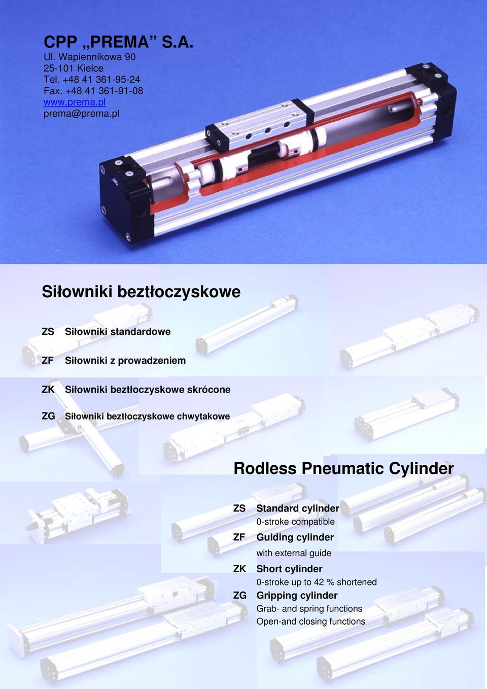 Siłowniki beztłoczyskowe chwytakowe Rodless Pneumatic Cylinder ZS ZF Standard cylinder 0-stroke compatible Guiding cylinder