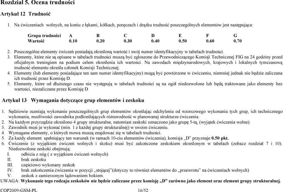 Poszczególne elementy 'wicze$ posiadaj& okre%lon& warto%' i swój numer identyfikacyjny w tabelach trudno%ci. 3.