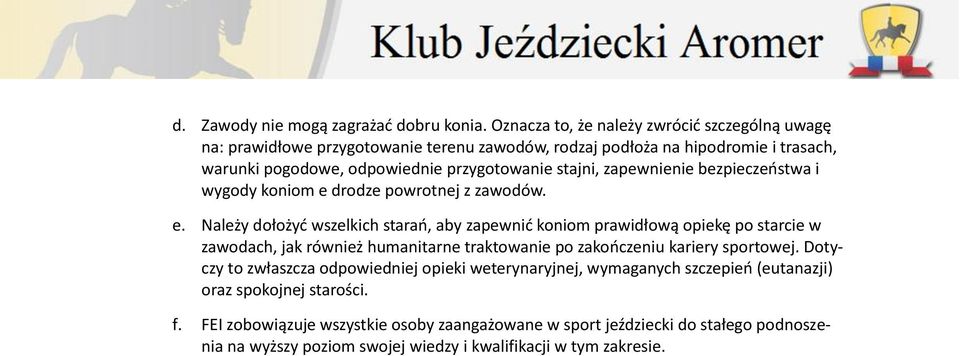 stajni, zapewnienie bezpieczeństwa i wygody koniom e 