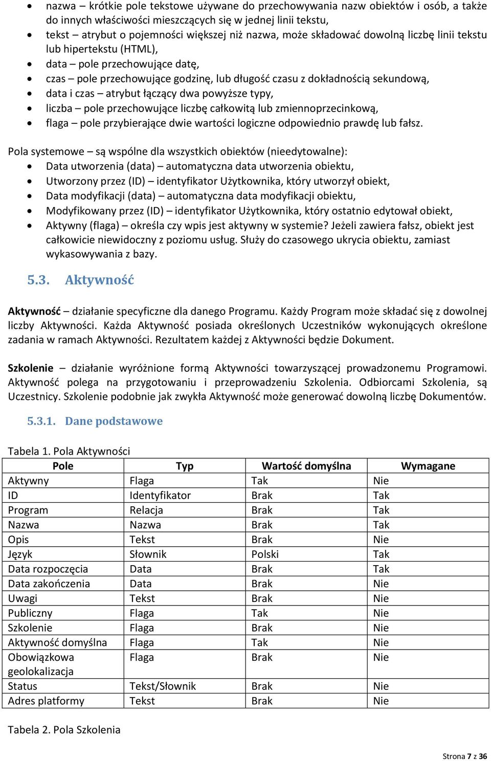 dwa powyższe typy, liczba pole przechowujące liczbę całkowitą lub zmiennoprzecinkową, flaga pole przybierające dwie wartości logiczne odpowiednio prawdę lub fałsz.