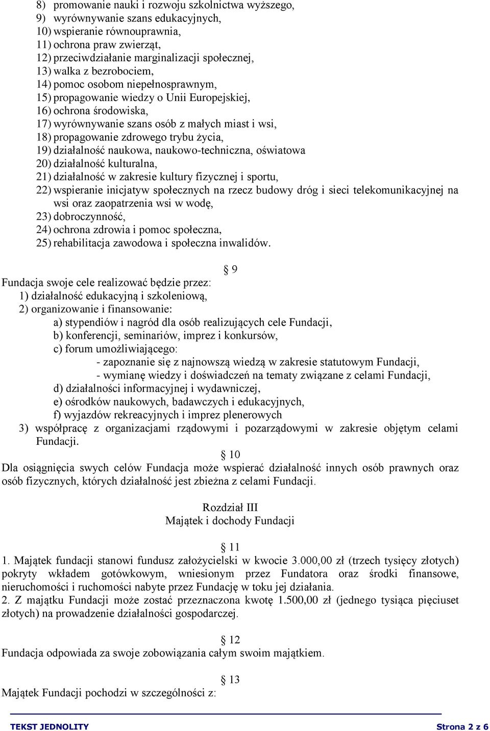 zdrowego trybu życia, 19) działalność naukowa, naukowo-techniczna, oświatowa 20) działalność kulturalna, 21) działalność w zakresie kultury fizycznej i sportu, 22) wspieranie inicjatyw społecznych na