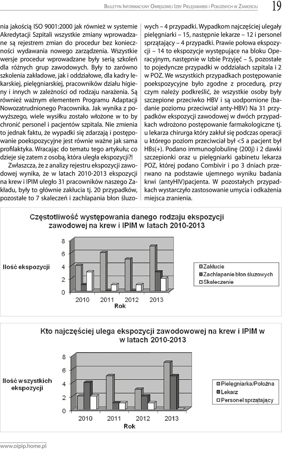 Były to zarówno szkolenia zakładowe, jak i oddziałowe, dla kadry lekarskiej, pielęgniarskiej, pracowników działu higieny i innych w zależności od rodzaju narażenia.