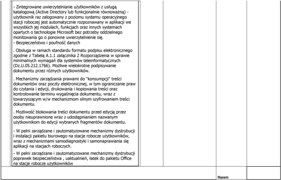 się. - Bezpieczeństwo i poufność danych. Obsługa w ramach standardu formatu podpisu elektronicznego zgodnie z Tabelą A.1.