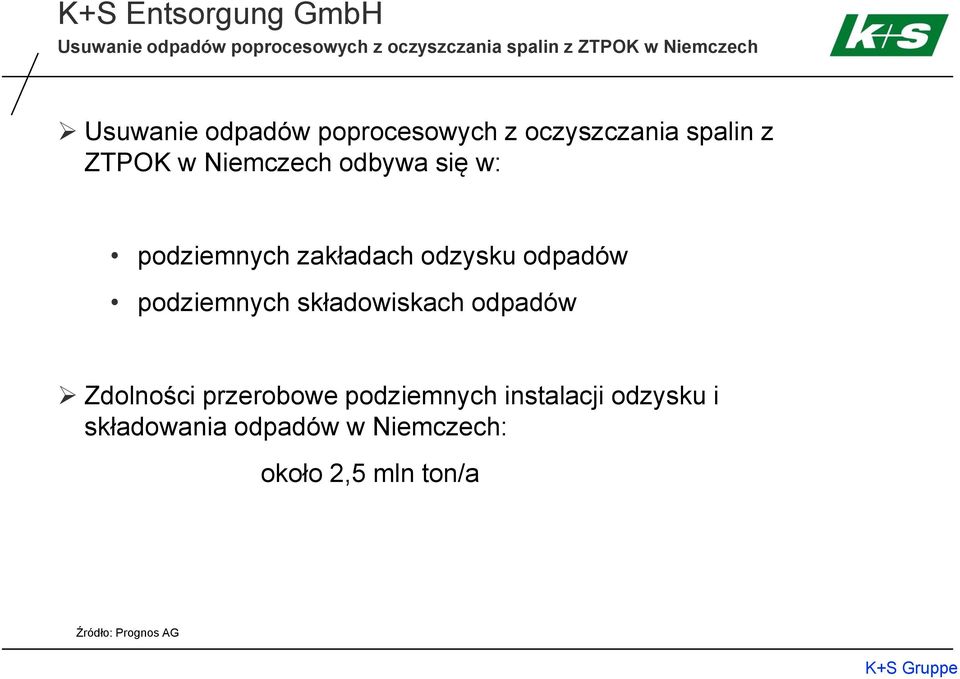 odzysku odpadów podziemnych składowiskach odpadów Zdolności przerobowe podziemnych