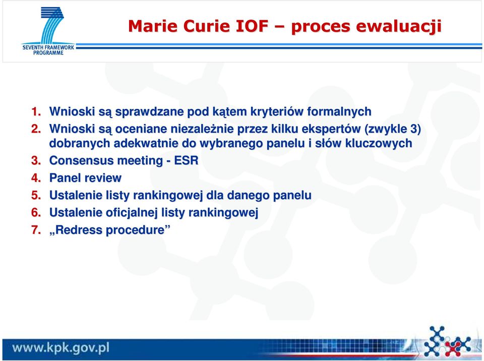 wybranego panelu i słów s w kluczowych 3. Consensus meeting - ESR 4. Panel review 5.