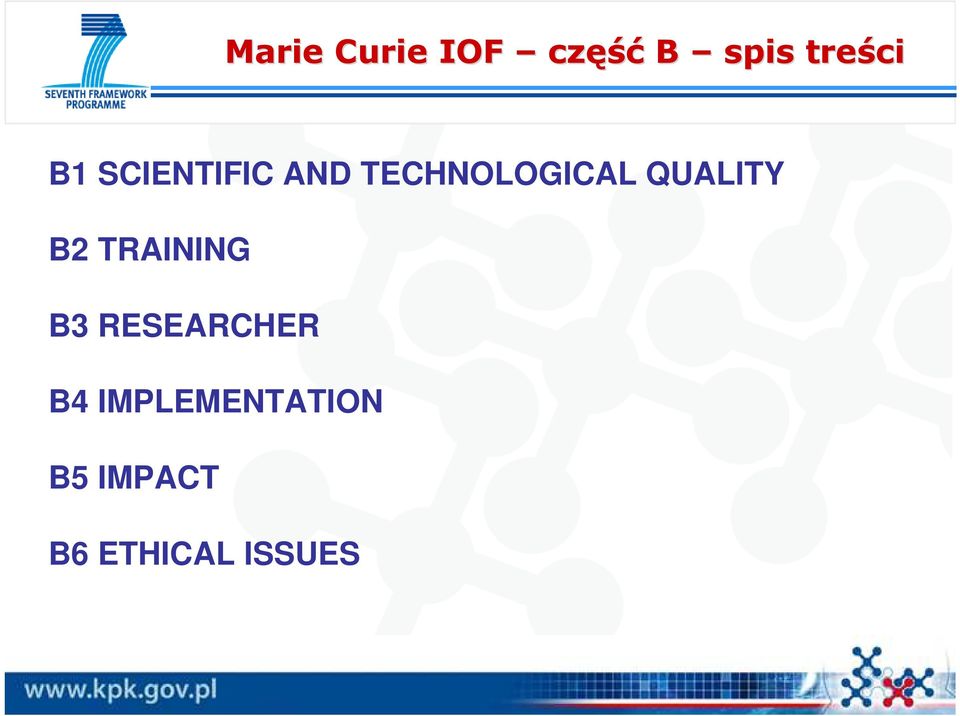 QUALITY B2 TRAINING B3 RESEARCHER B4