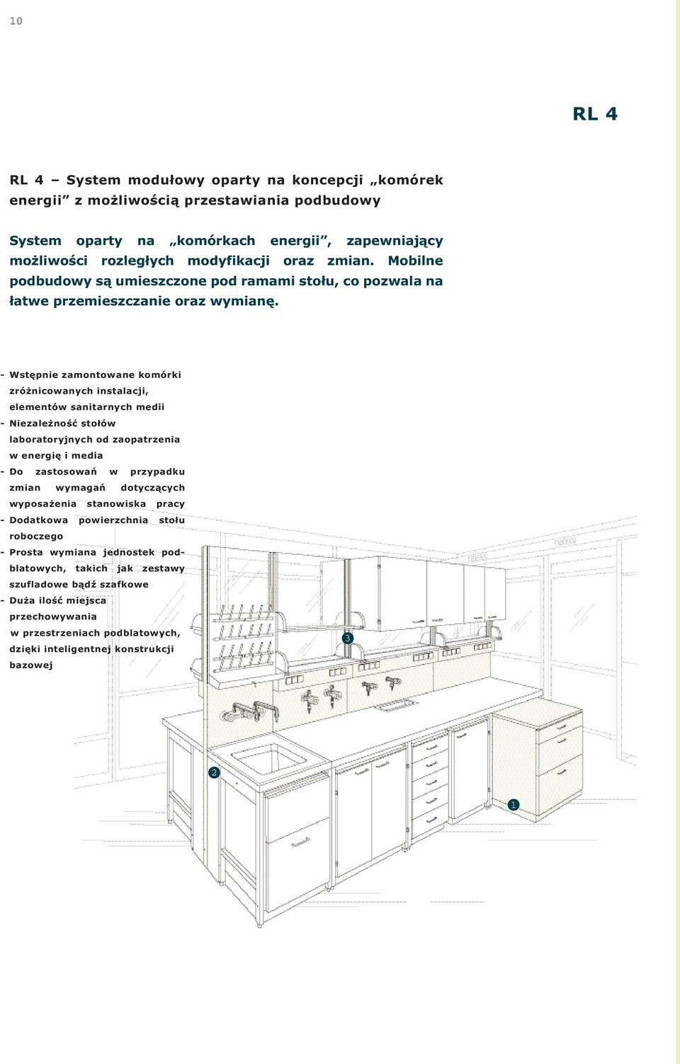 - Wstępnie zamontowane komórki zróżnicowanych instalacji, elementów sanitarnych medii - Niezależność stołów laboratoryjnych od zaopatrzenia w energię i media - Do zastosowań w przypadku zmian