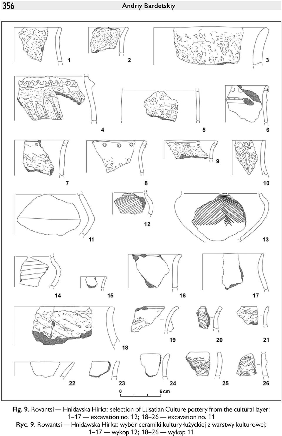 the cultural layer: 1 17 excavation no. 12; 18 26 excavation no. 11 Ryc.