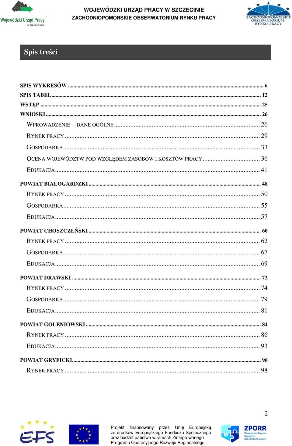 .. 55 EDUKACJA... 57 POWIAT CHOSZCZEŃSKI... 60 RYNEK PRACY... 62 GOSPODARKA... 67 EDUKACJA... 69 POWIAT DRAWSKI... 72 RYNEK PRACY.