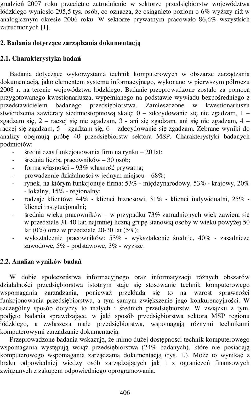 . 2. Badania dotyczące zarządzania dokumentacją 2.1.