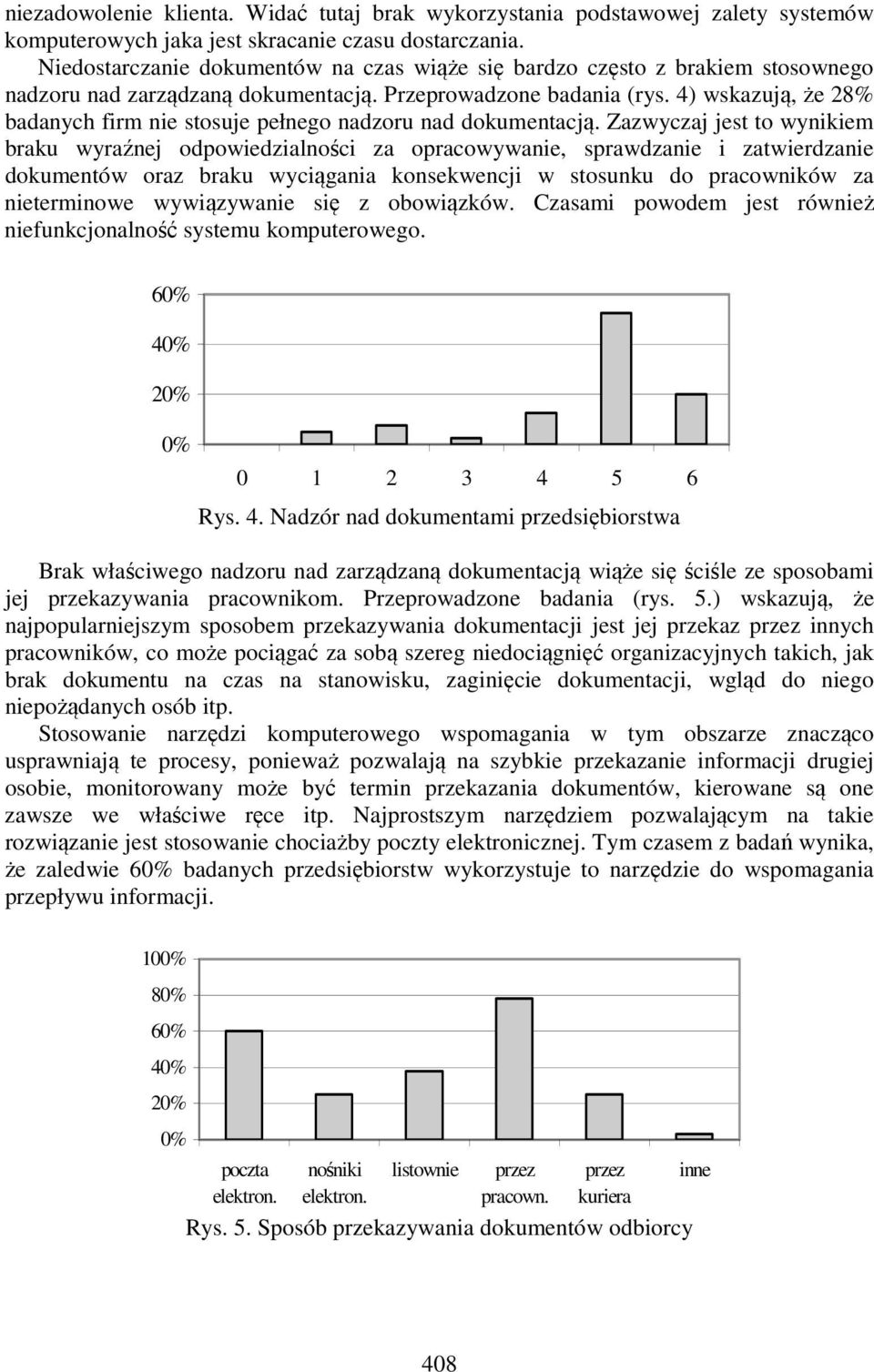 4) wskazują, że 28% badanych firm nie stosuje pełnego nadzoru nad dokumentacją.