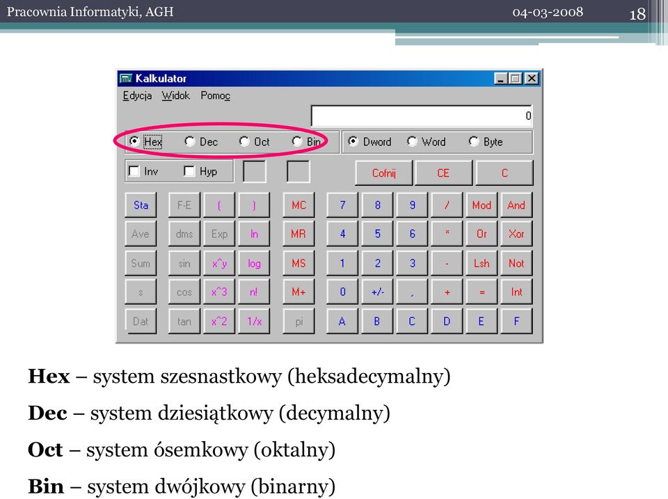 system dziesiątkowy (decymalny) Oct system