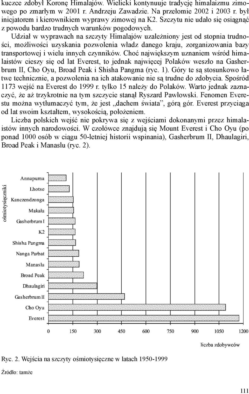 Udział w wyprawach na szczyty Himalajów uzależniony jest od stopnia trudności, możliwości uzyskania pozwolenia władz danego kraju, zorganizowania bazy transportowej i wielu innych czynników.