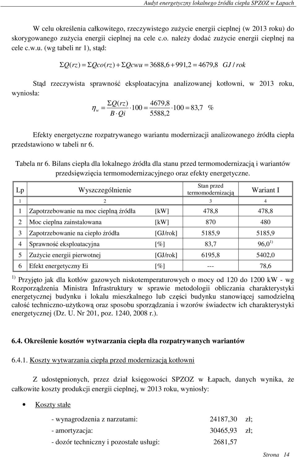 ycie energii cieplnej (w 2013 roku)