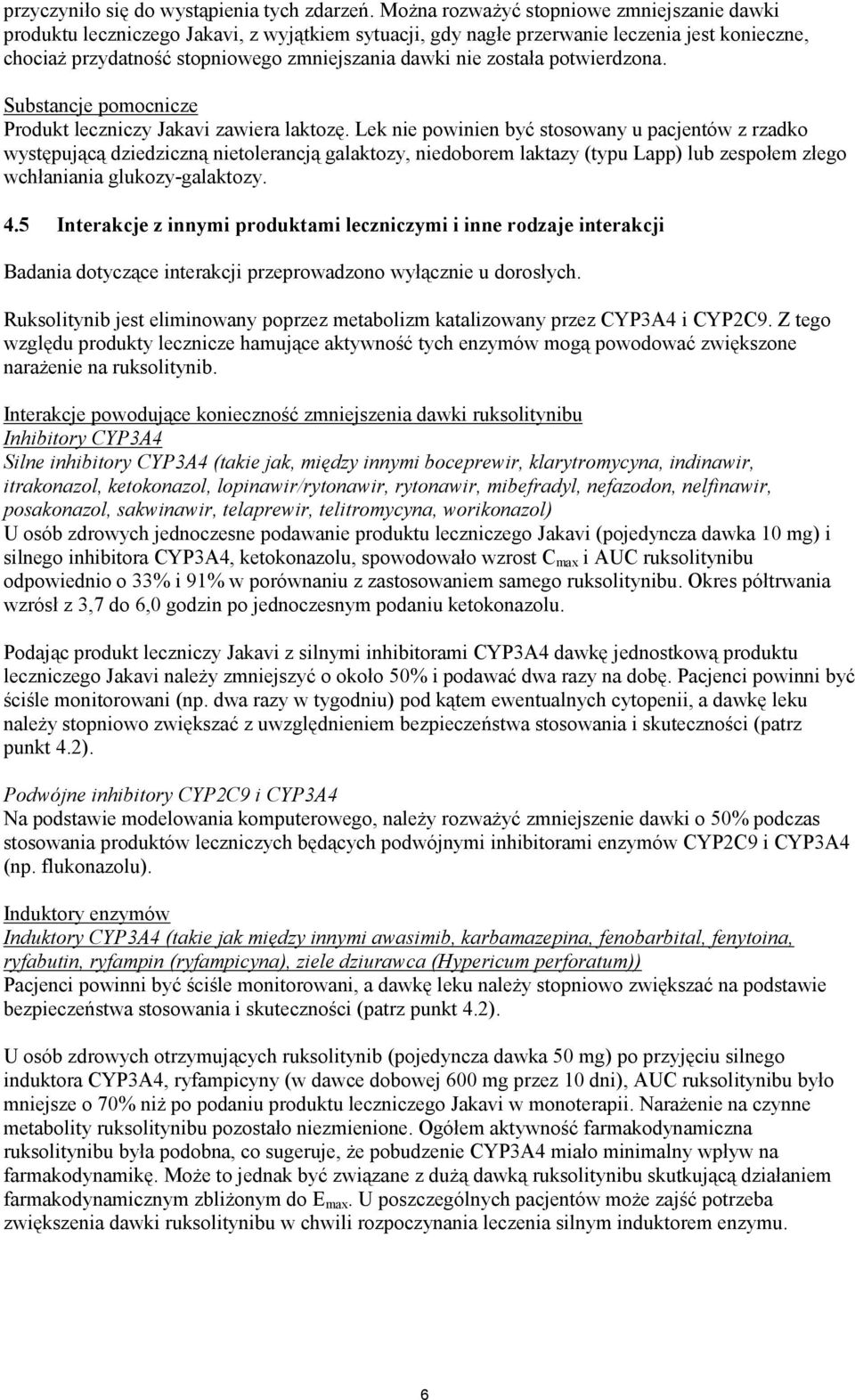 została potwierdzona. Substancje pomocnicze Produkt leczniczy Jakavi zawiera laktozę.