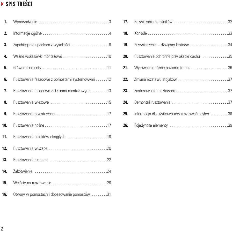 Rusztowanie fasadowe z deskami montażowymi........13 8. Rusztowanie wieżowe............................15 9. Rusztowanie przestrzenne.........................17 10. Rusztowanie nośne...............................17 17.