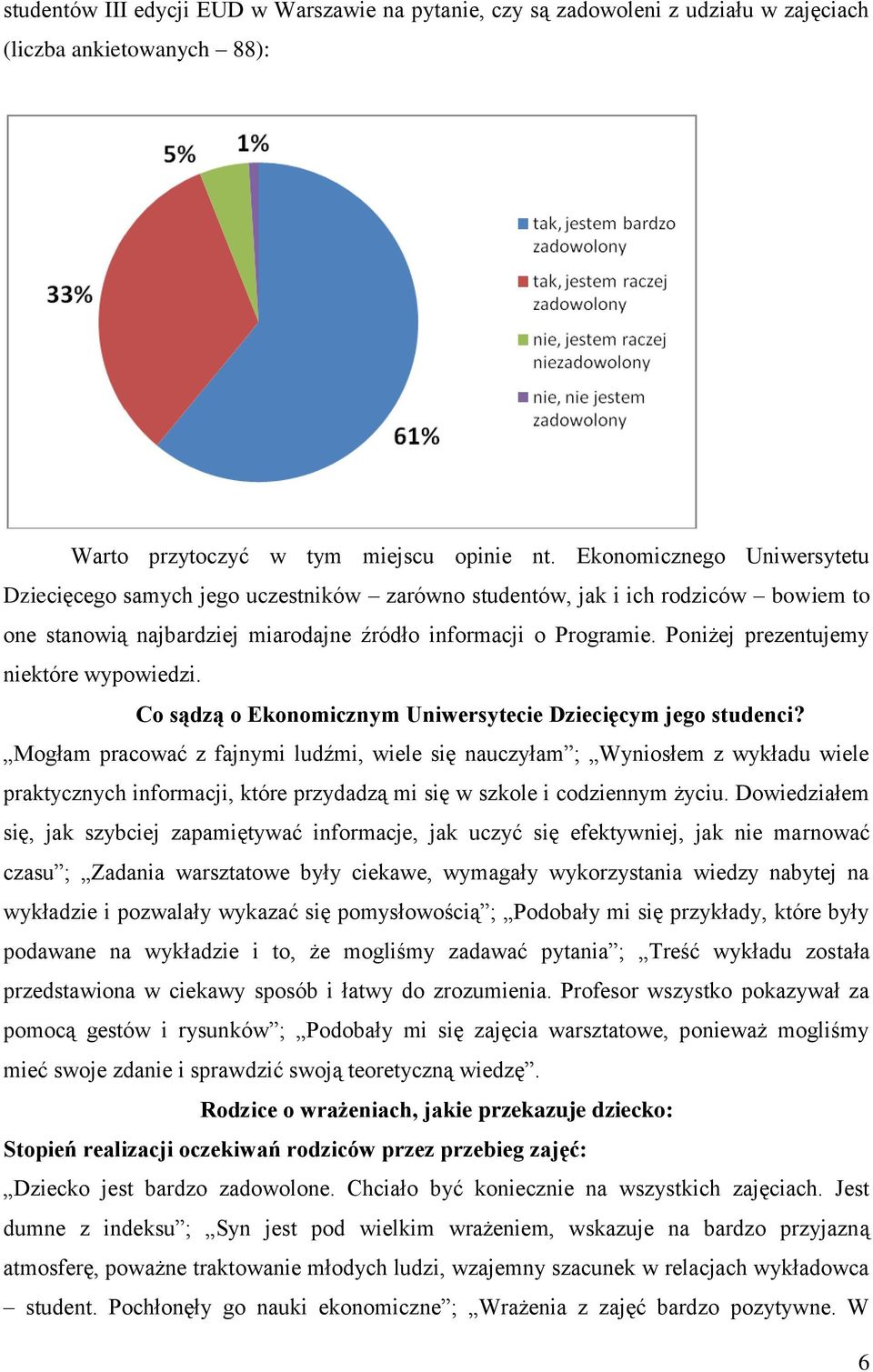 Poniżej prezentujemy niektóre wypowiedzi. Co sądzą o Ekonomicznym Uniwersytecie Dziecięcym jego studenci?