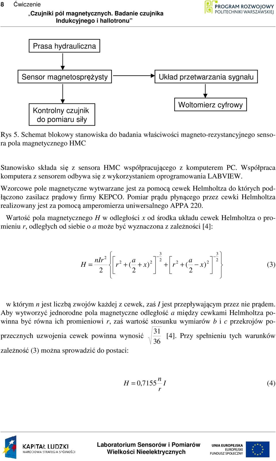 Współpraca komputera z sensorem odbywa się z wykorzystaniem oprogramowania LABVIEW.