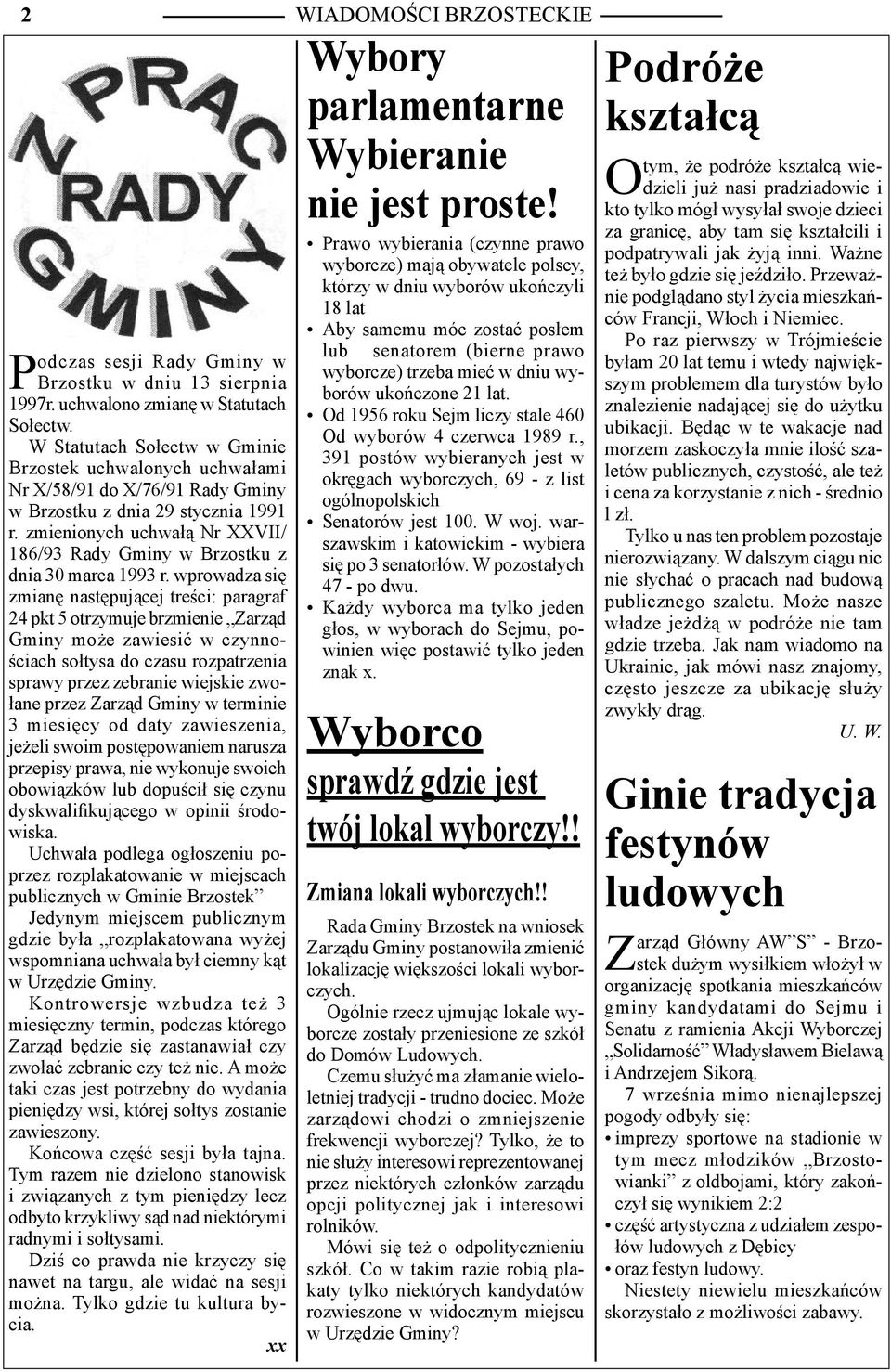 zmienionych uchwałą Nr XXVII/ 186/93 Rady Gminy w Brzostku z dnia 30 marca 1993 r.