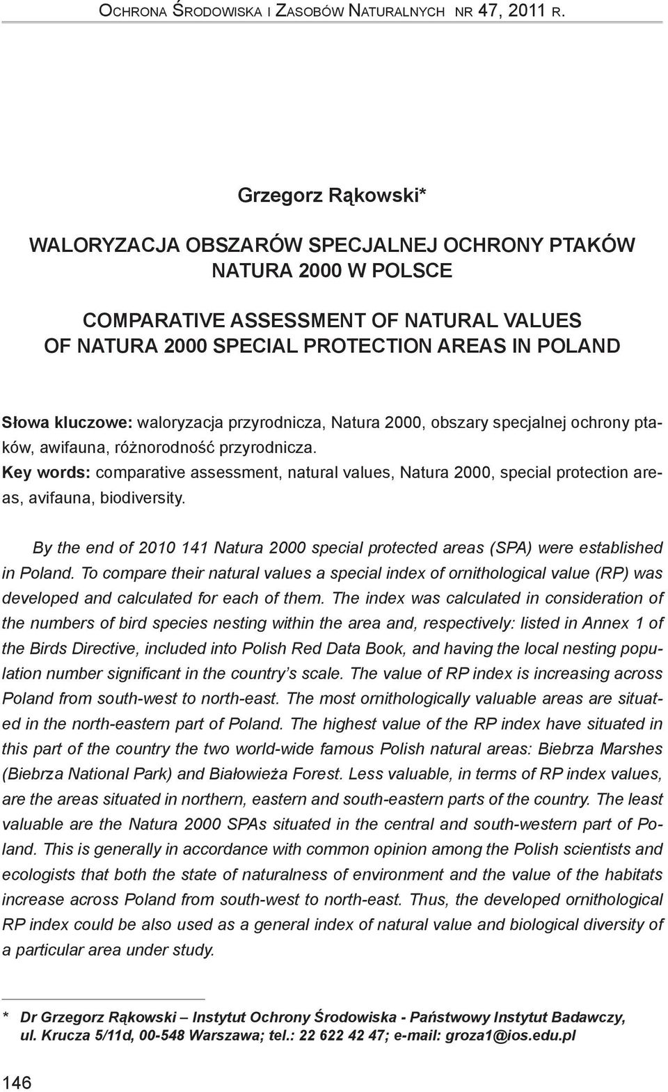 waloryzacja przyrodnicza, Natura 2000, obszary specjalnej ochrony ptaków, awifauna, różnorodność przyrodnicza.