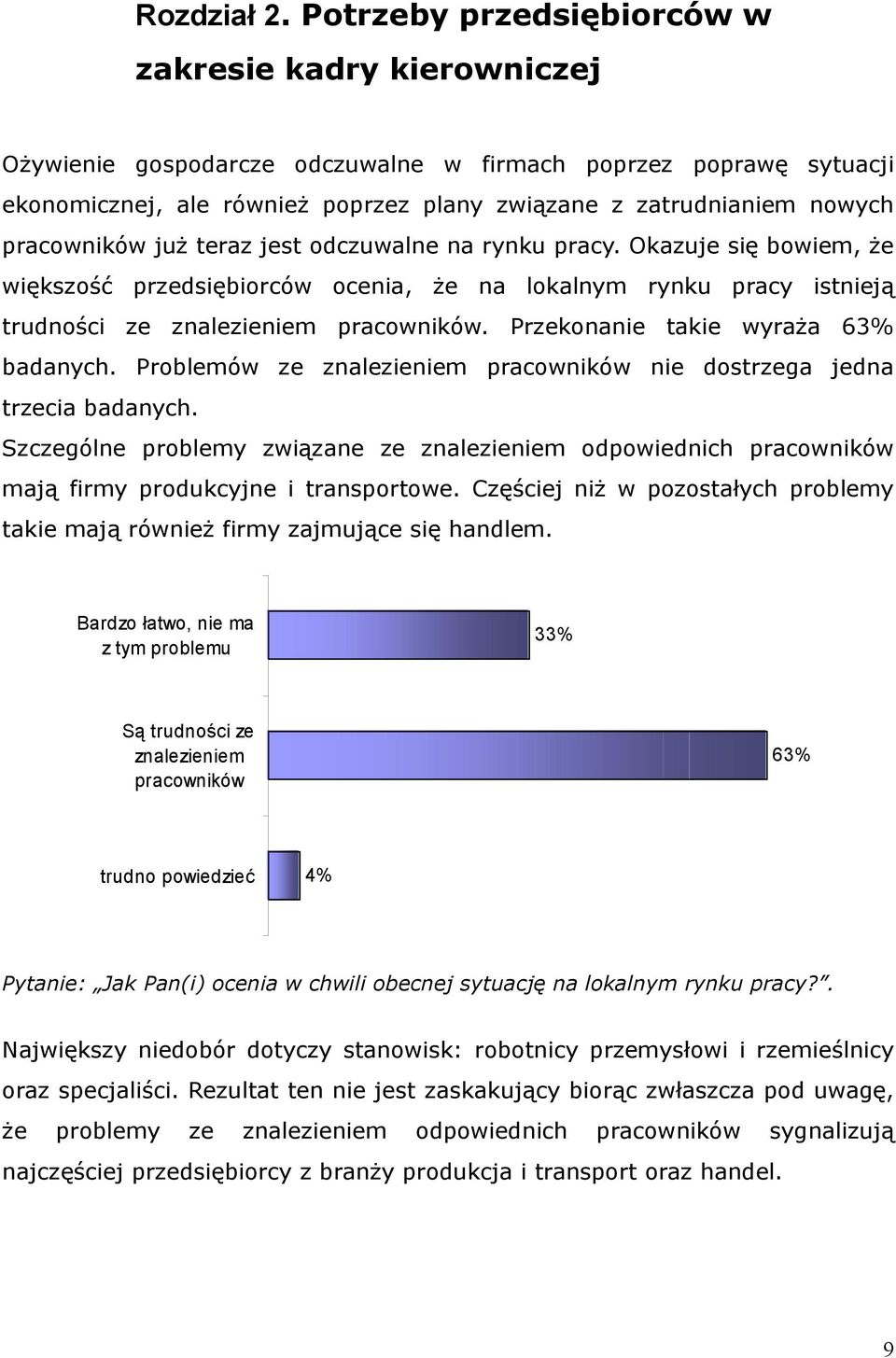 pracowników już teraz jest odczuwalne na rynku pracy. Okazuje się bowiem, że większość przedsiębiorców ocenia, że na lokalnym rynku pracy istnieją trudności ze znalezieniem pracowników.