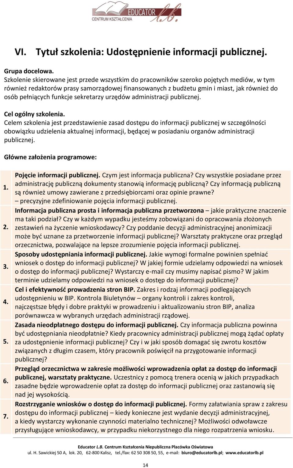 funkcje sekretarzy urzędów administracji publicznej. Cel ogólny szkolenia.