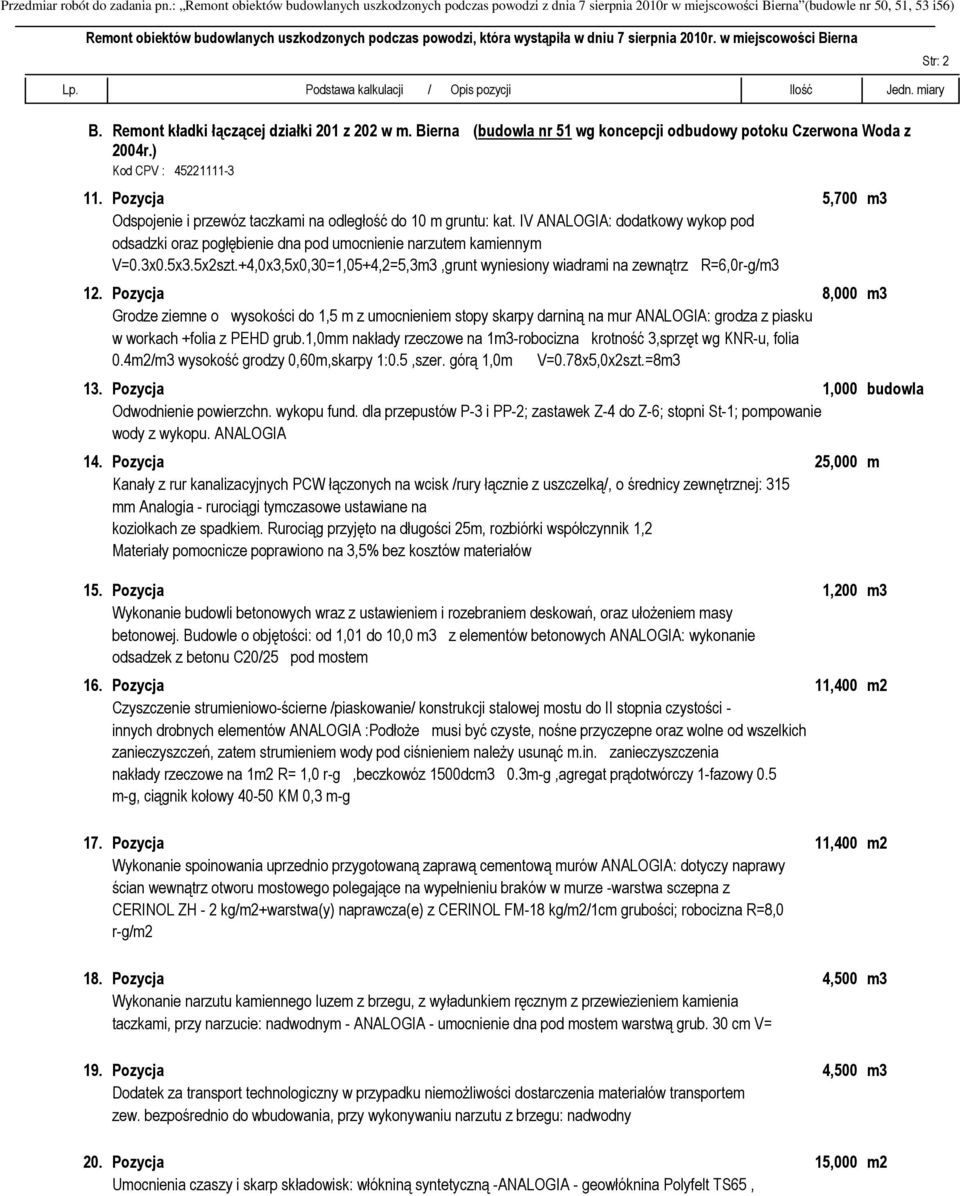 Budowle o objętości: od 1,01 do 10,0 m3 z elementów betonowych ANALOGIA: wykonanie 16.