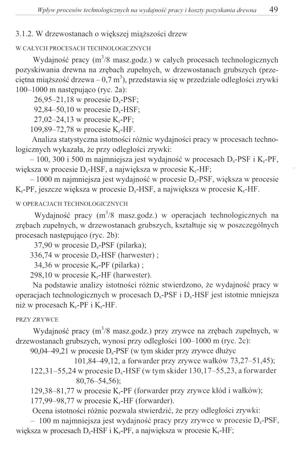 100-1000 m następująco (ryc. 2a): 26,95-21,18 w procesie Ds-PSF; 92,84-50,l0 w procesie Ds-HSF; 27,02-24,13 w procesie Kr-PF; 109,89-72,78 w procesie Kr-HF.