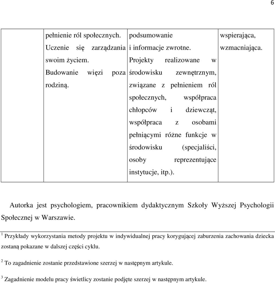 reprezentujące instytucje, itp.). wspierająca, wzmacniająca. Autorka jest psychologiem, pracownikiem dydaktycznym Szkoły Wyższej Psychologii Społecznej w Warszawie.