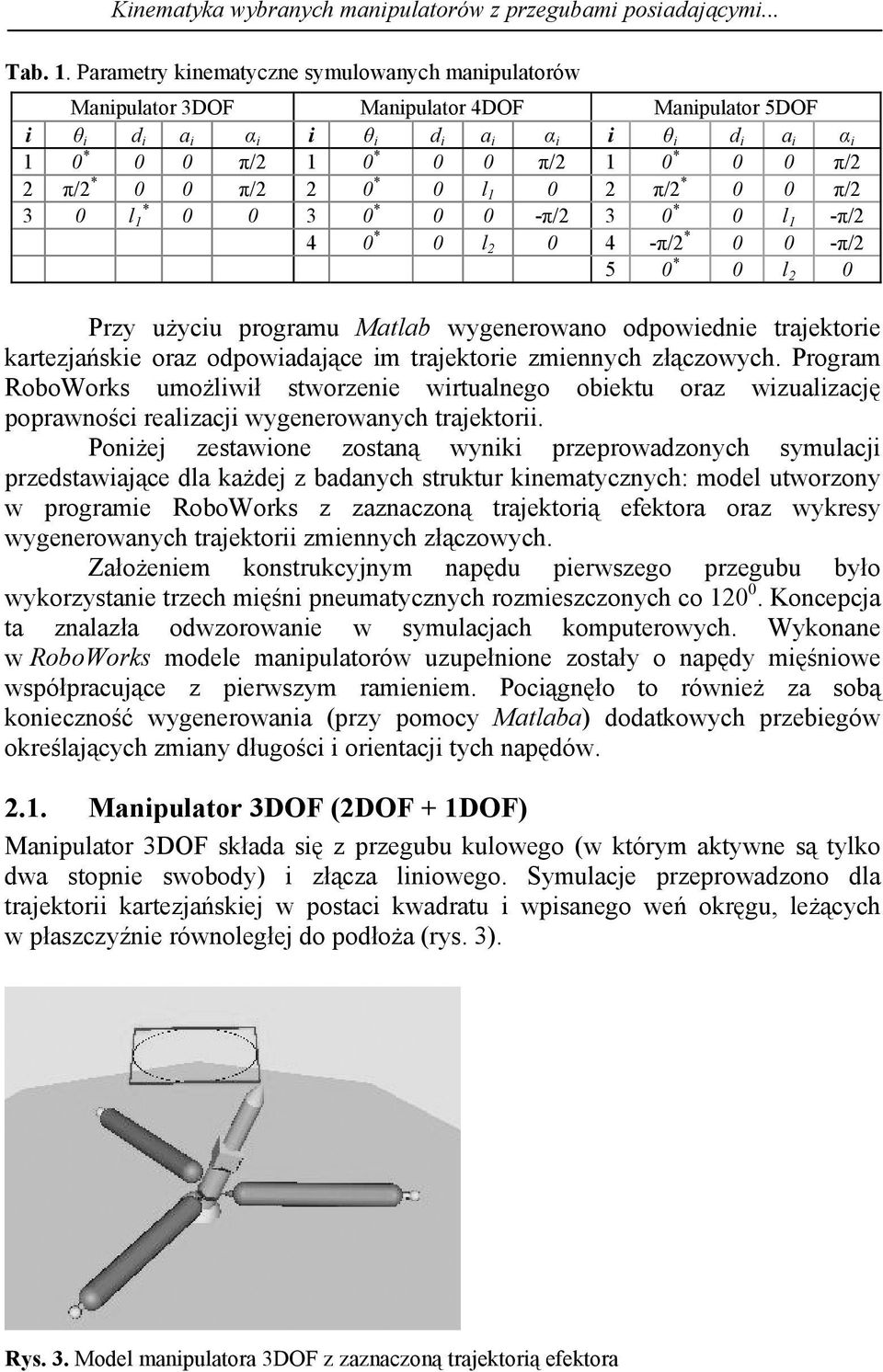 * P użiu pogamu Matab wgeneowano odpowiednie tajektoie katejańkie oa odpowiadająe im tajektoie miennh łąowh.