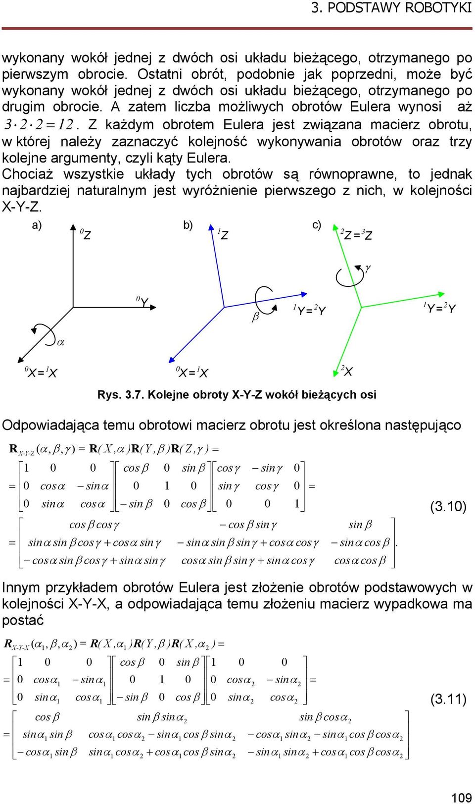 Chocaż wszyste ułady tych obrotów są równoprawne, to jedna najbardzej naturanym jest wyróżnene perwszego z nch, w oejnośc X-Y-Z. a b c Z Z Z Z γ Y β Y Y Y Y α X X X X Rys..7.