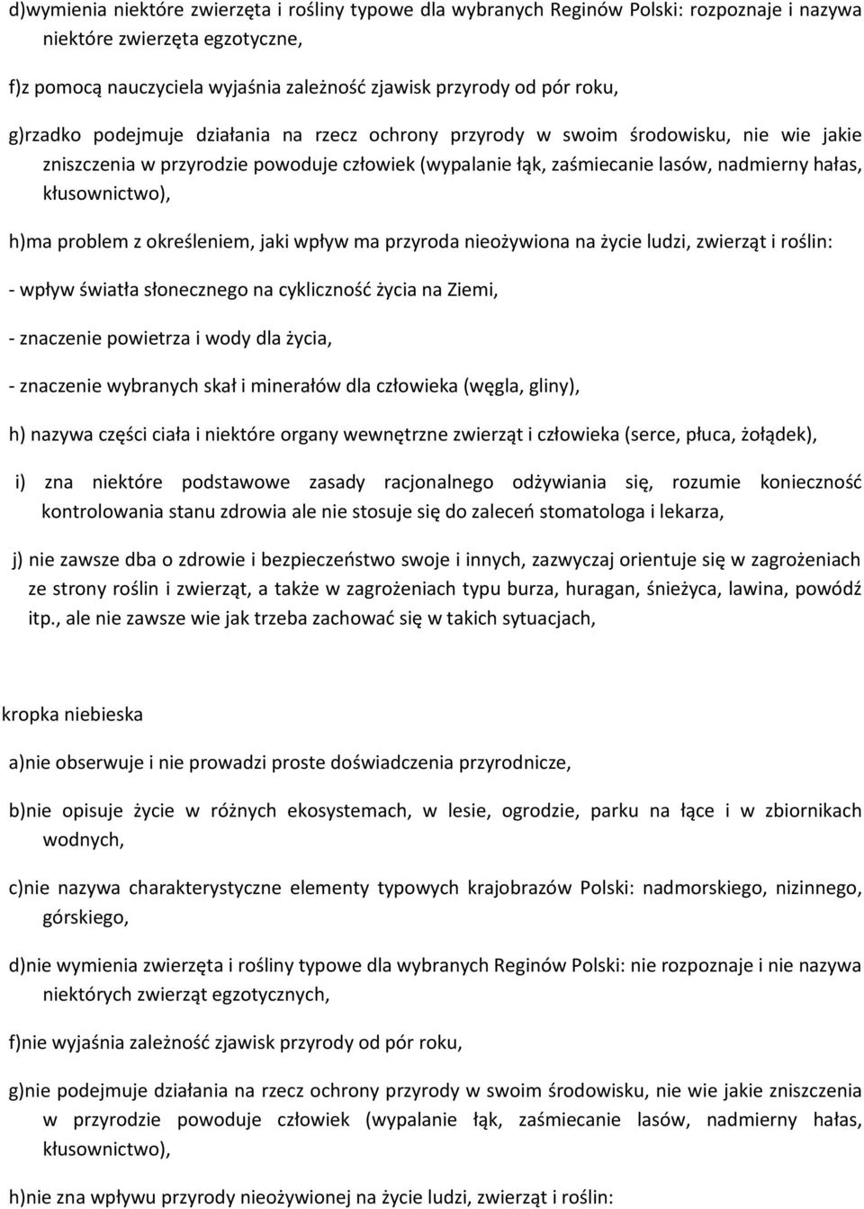 h)ma problem z określeniem, jaki wpływ ma przyroda nieożywiona na życie ludzi, zwierząt i roślin: - wpływ światła słonecznego na cykliczność życia na Ziemi, - znaczenie powietrza i wody dla życia, -