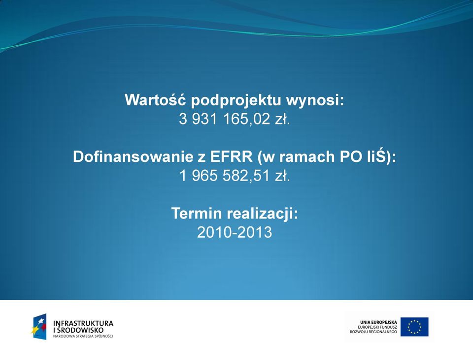 Dofinansowanie z EFRR (w ramach