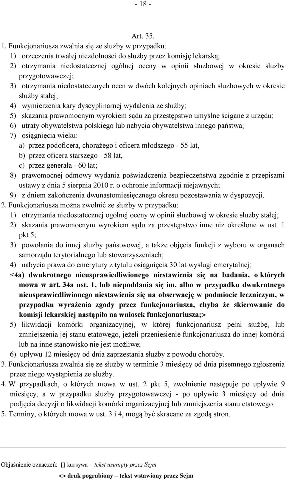 5) skazania prawomocnym wyrokiem sądu za przestępstwo umyślne ścigane z urzędu; 6) utraty obywatelstwa polskiego lub nabycia obywatelstwa innego państwa; 7) osiągnięcia wieku: a) przez podoficera,