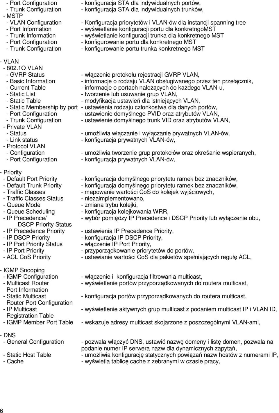 Configuration - konfigurowanie portu dla konkretnego MST - Trunk Configuration - konfigurowanie portu trunka konkretnego MST - VLAN - 802.