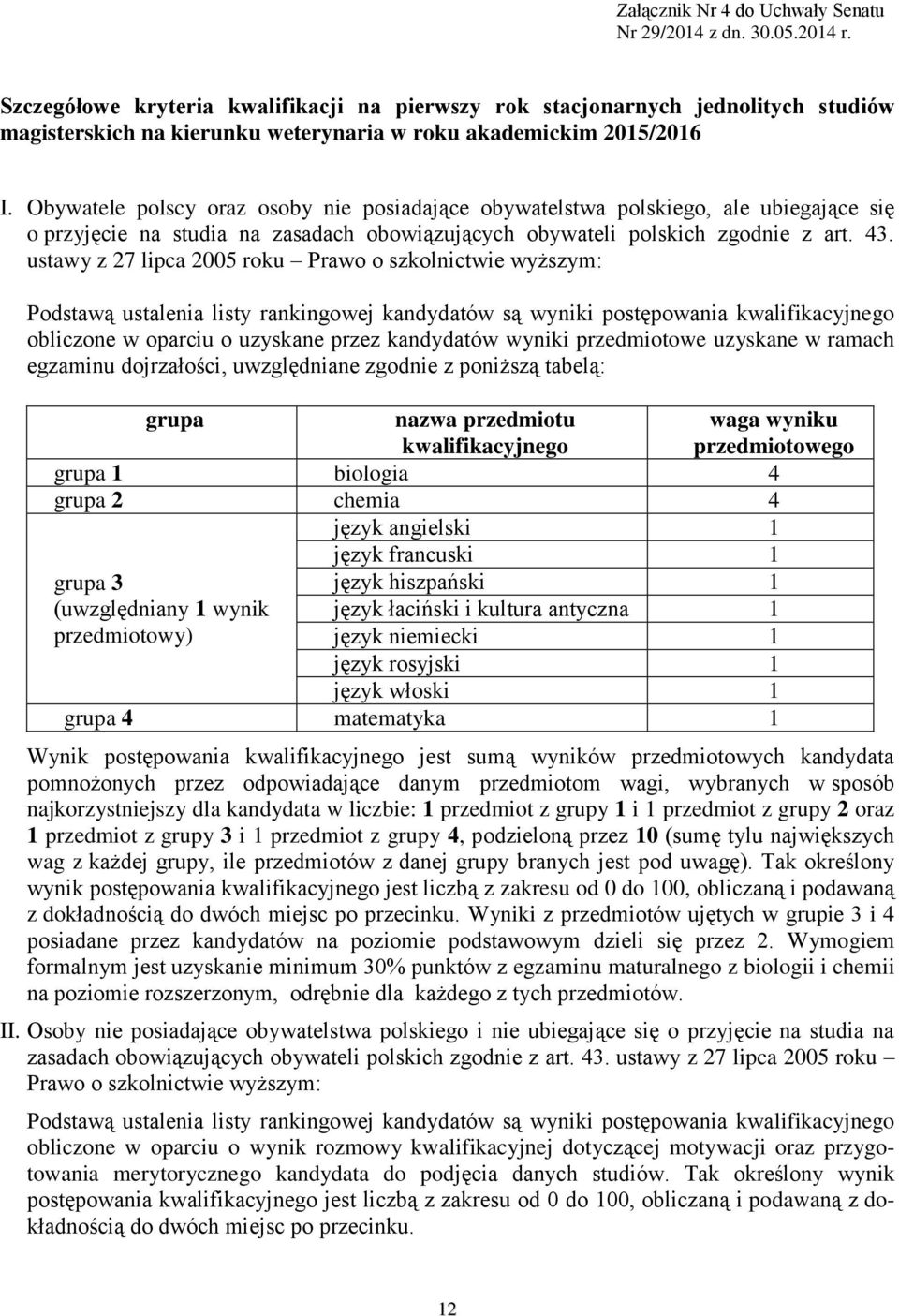 Obywatele polscy oraz osoby nie posiadające obywatelstwa polskiego, ale ubiegające się o przyjęcie na studia na zasadach obowiązujących obywateli polskich zgodnie z art. 43.