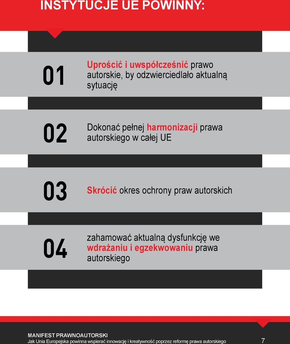 autorskiego w całej UE 03 Skrócić okres ochrony praw autorskich 04