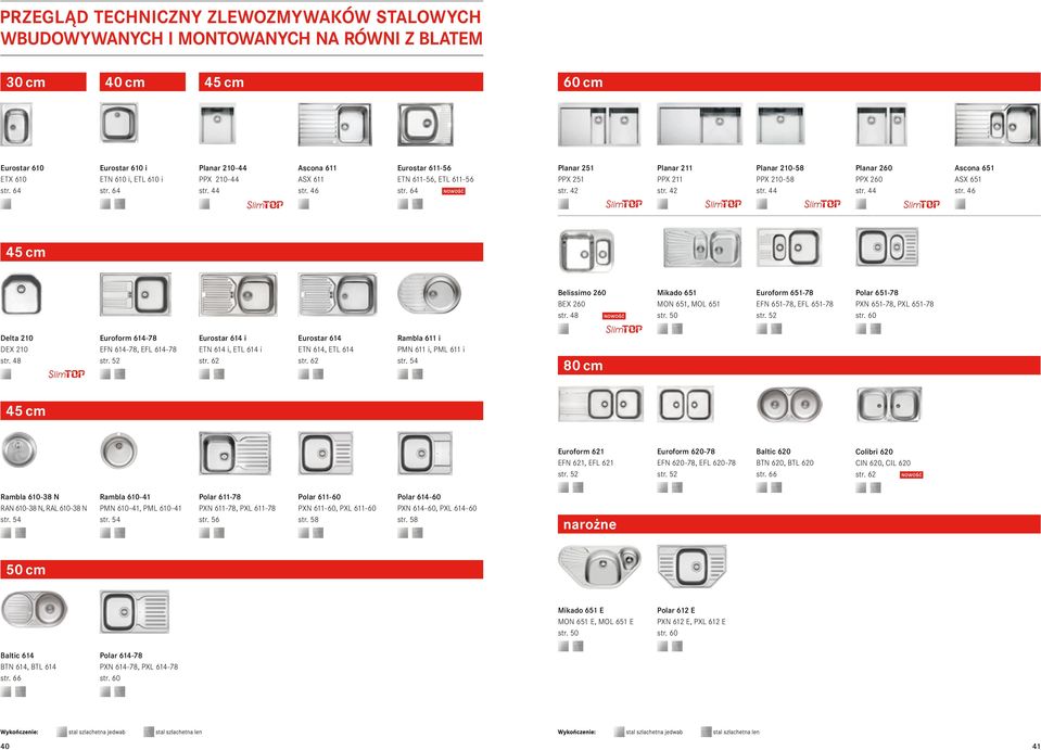 44 Planar 260 PPX 260 str. 44 Ascona 651 ASX 651 str. 46 45 cm Belissimo 260 BEX 260 str. 48 NOWOŚĆ Mikado 651 MON 651, MOL 651 str. 50 Euroform 651-78 EFN 651-78, EFL 651-78 str.