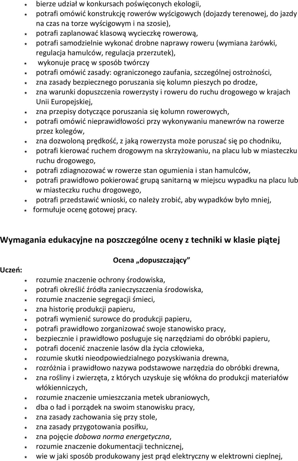 ograniczonego zaufania, szczególnej ostrożności, zna zasady bezpiecznego poruszania się kolumn pieszych po drodze, zna warunki dopuszczenia rowerzysty i roweru do ruchu drogowego w krajach Unii