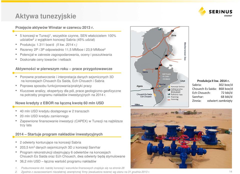 ) Rezerwy 2P i 3P odpowiednio 11,5 MMboe i 23,9 MMboe 2 Potencjał w zakresie zagospodarowania, oceny i poszukiwania Doskonałe ceny towarów i netback Aktywności w pierwszym roku prace przygotowawcze