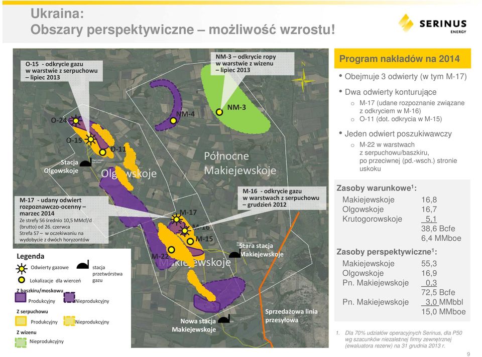 czerwca Strefa S7 w oczekiwaniu na wydobycie z dwóch horyzontów Legenda Odwierty gazowe Z baszkiru/moskowu Produkcyjny Z serpuchowu Z wizenu Lokalizacje dla wierceń Produkcyjny Nieprodukcyjny O-11