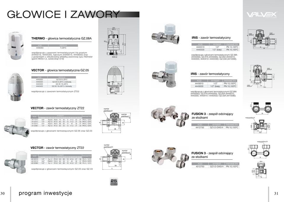 wbudowaną wkładką zaworową typu Heimeier (gwint M30x1,5, sześciokąt S19) 10.5 3 2 I I M30X1.5 1 17 84.5 90.