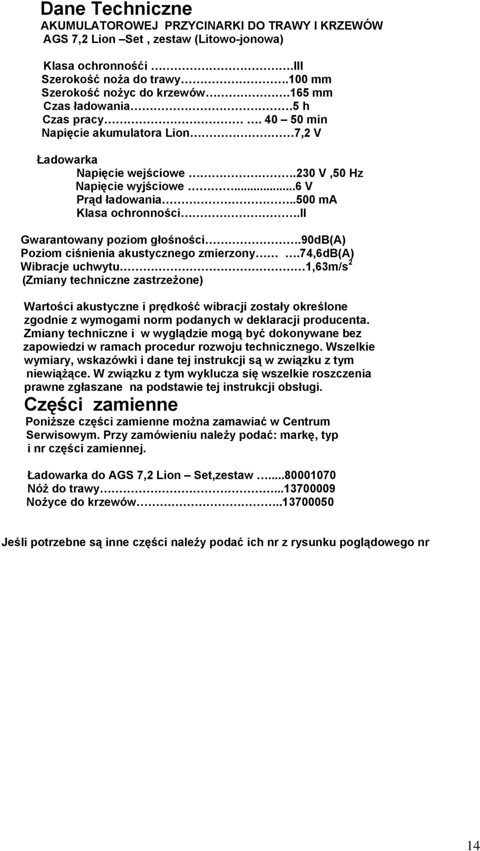 ii Gwarantowany poziom głośności.90db(a) Poziom ciśnienia akustycznego zmierzony.