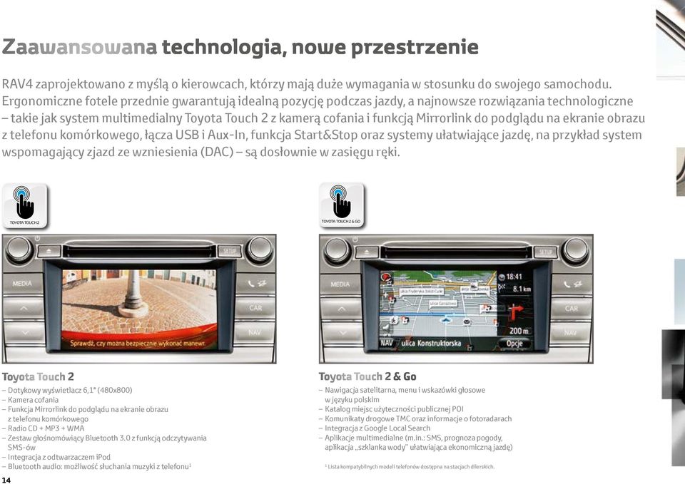 podglądu na ekranie obrazu z telefonu komórkowego, łącza USB i Aux-In, funkcja Start&Stop oraz systemy ułatwiające jazdę, na przykład system wspomagający zjazd ze wzniesienia (DAC) są dosłownie w