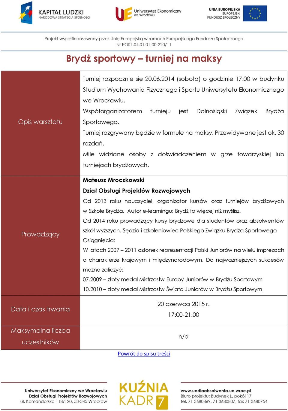 Mile widziane osoby z doświadczeniem w grze towarzyskiej lub turniejach brydżowych.